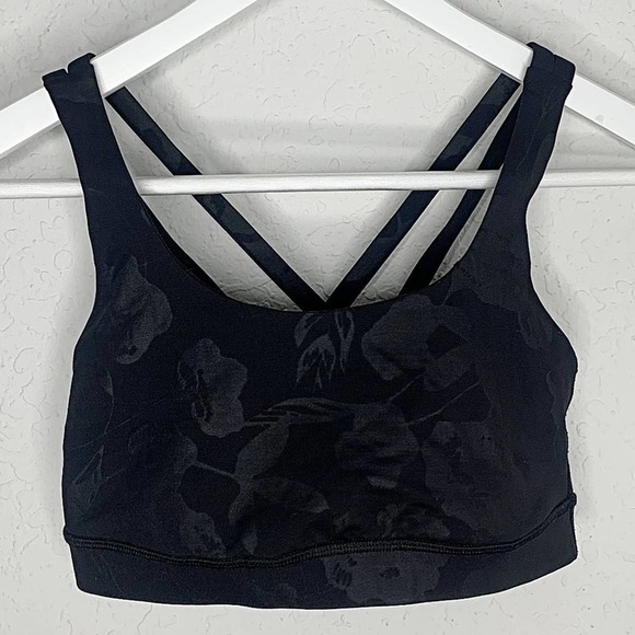 Lululemon Energy Bra in Flat Inky Floral Embossed Black - Picture 5 of 8